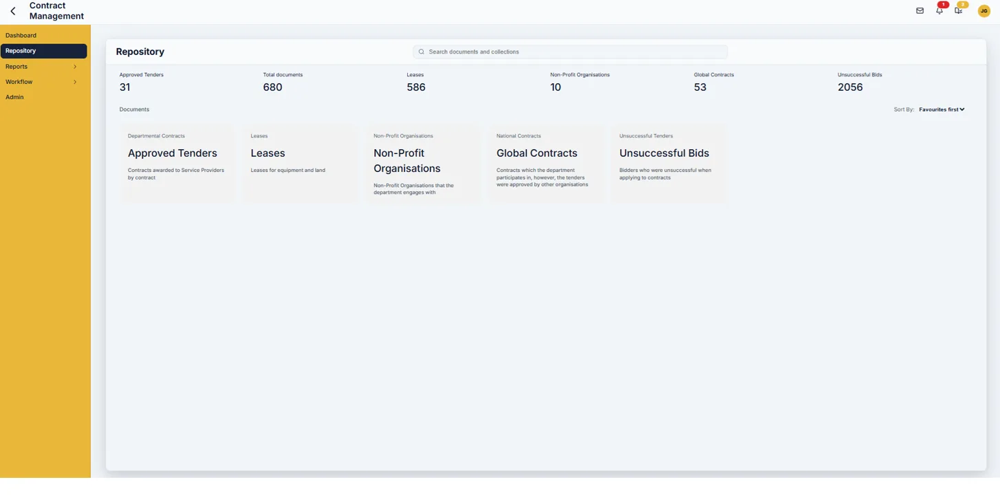 Repository screen